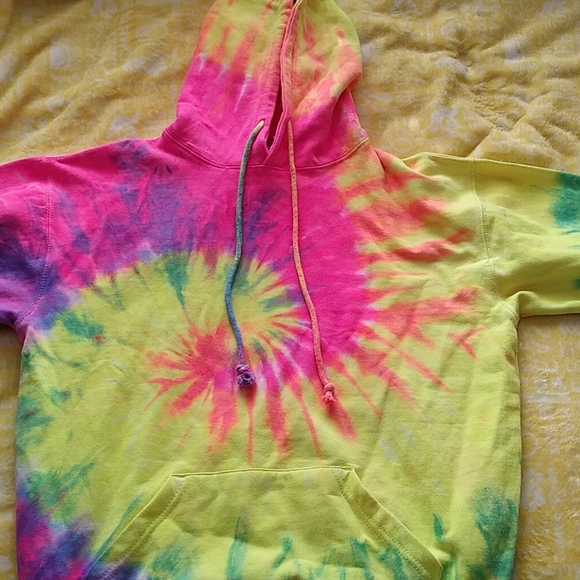Oversized neon tie dye hoodie - Picture 3 of 6